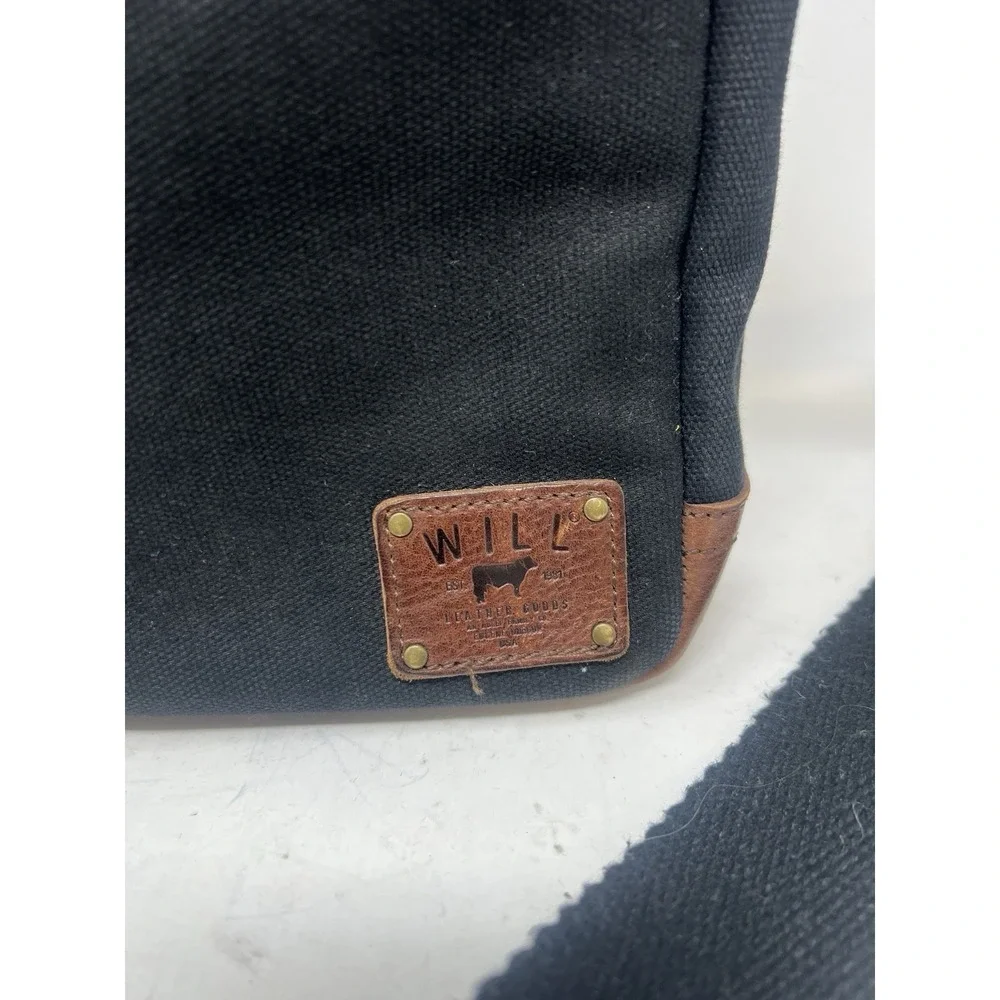 WILL LEATHER GOODS Black‎ Canvas And Leather Small Messenger Crossbody Bag